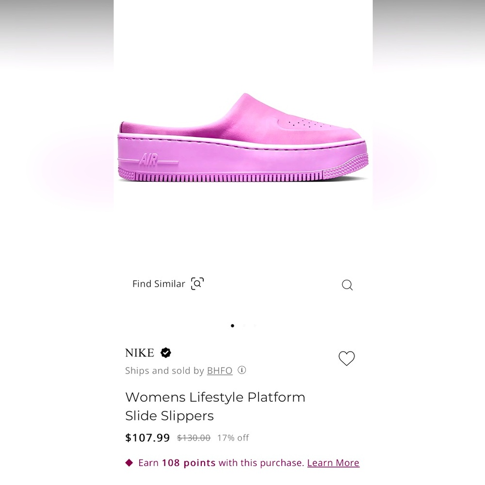 Woman’s NWT 7.5 Pinkish Purple NIKE AIR FORCE SLIDES